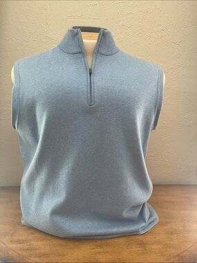 Peter Millar Light Blue Zip Mock-Neck Sweater Vest